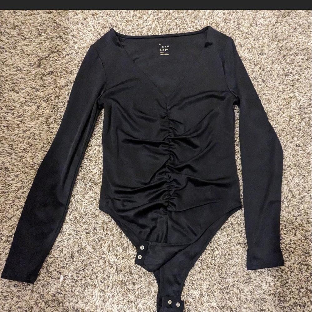 Sexy Black V-Neck Bodysuit